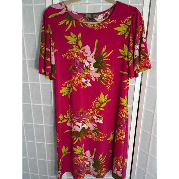 Alexandra + Oak Women’s Multicolor Floral 3/4 Sleeve Stretch‎ Shift Dress Size M - Picture 2 of 7